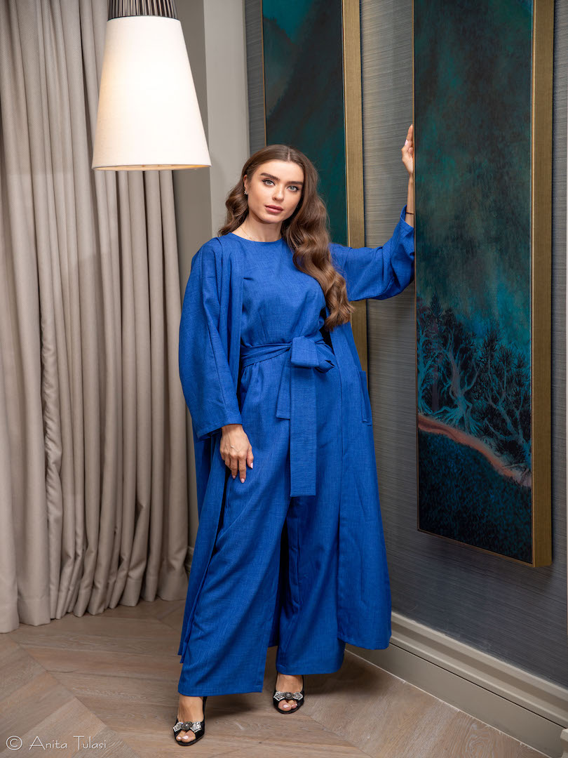 Belted Jumpsuit with Jacket Set