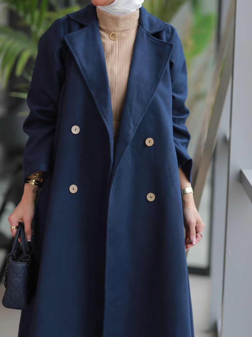 Belted Long Coat Winter Travel Set