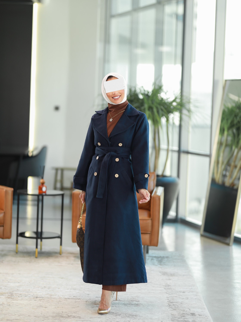 Belted Long Jacket Travel Wear Set