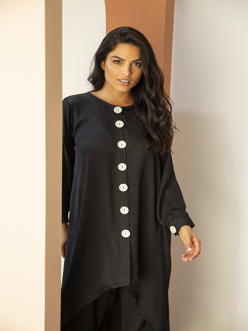 Buttoned Long Back Top Set