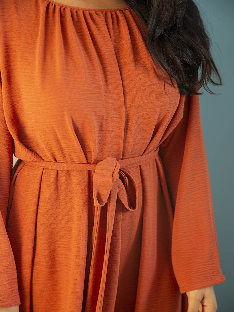 Flared Maxi Dress with Belt