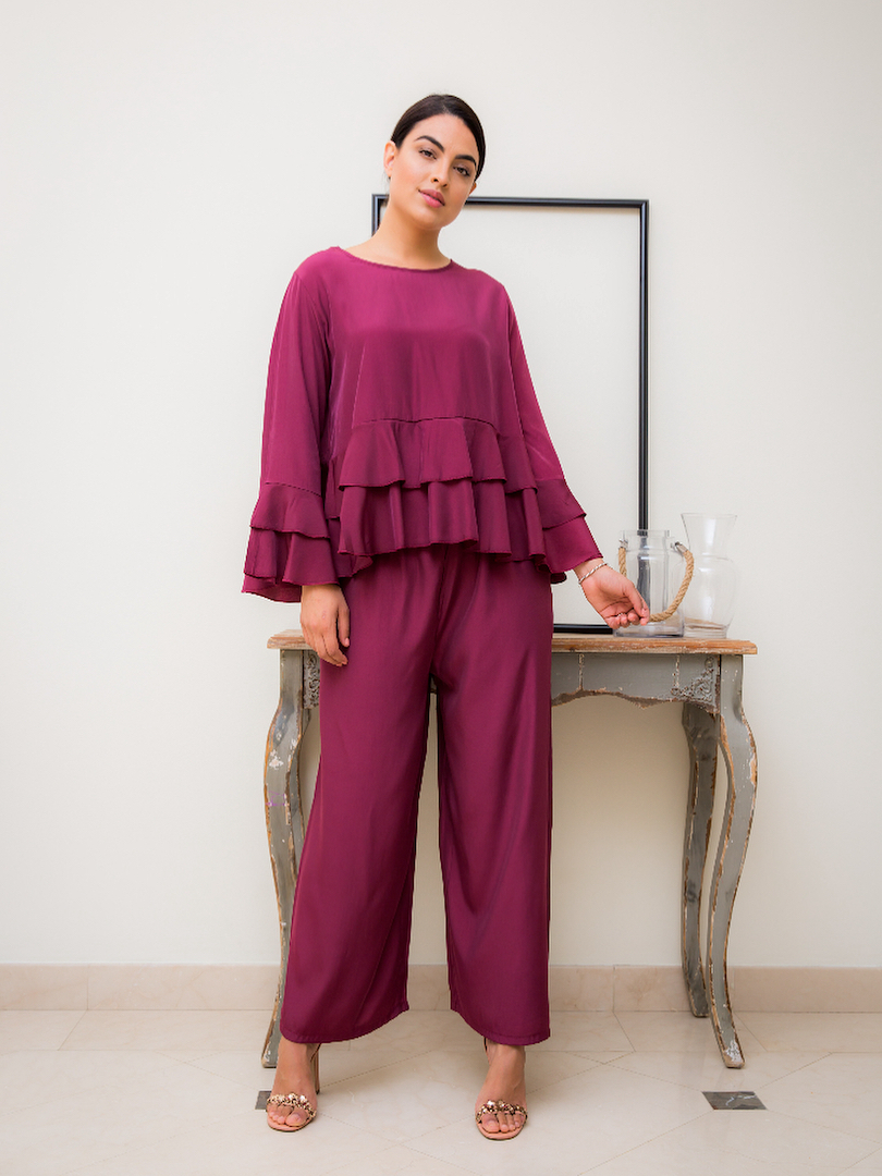 Ruffled Top & Trouser Set