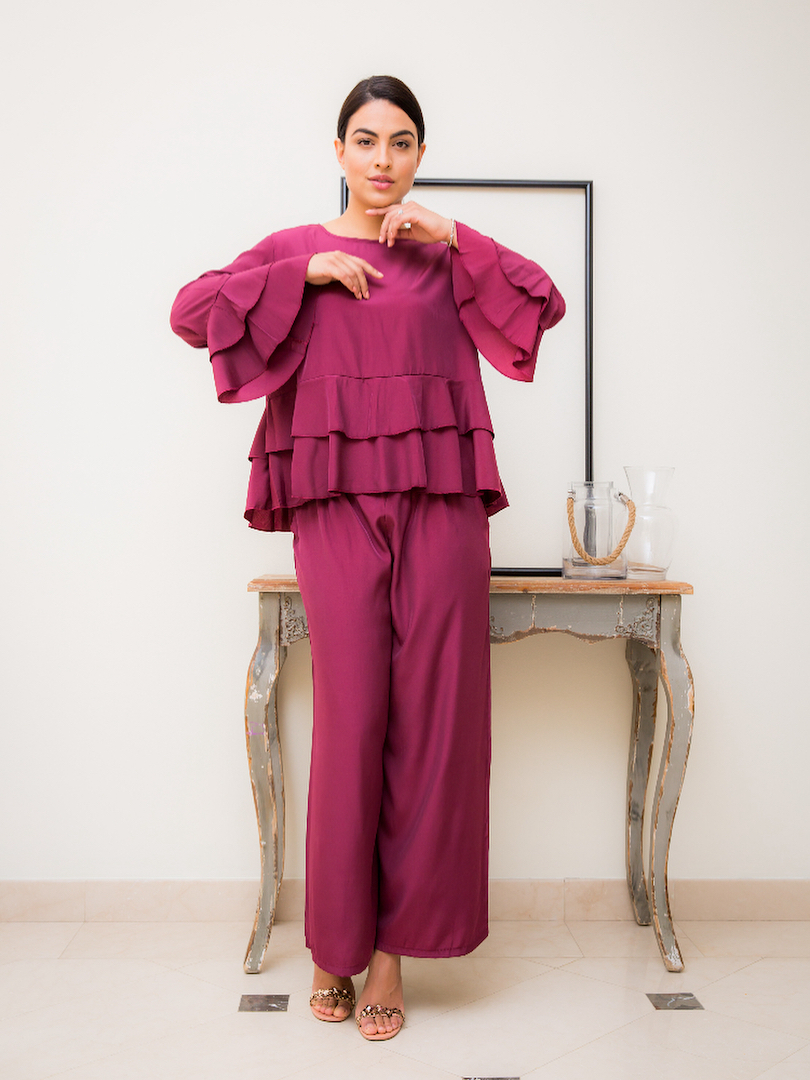 Ruffled Top & Trouser Set