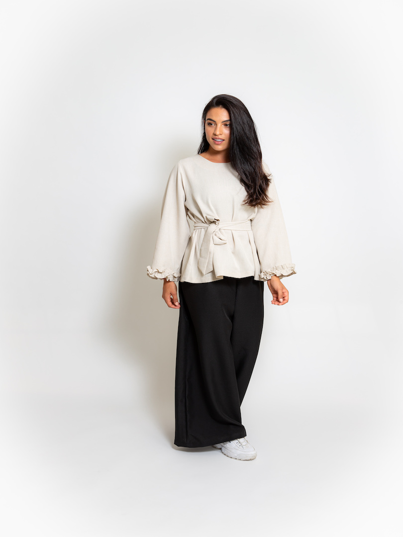 #Belted Long Sleeve Top & Trouser Set