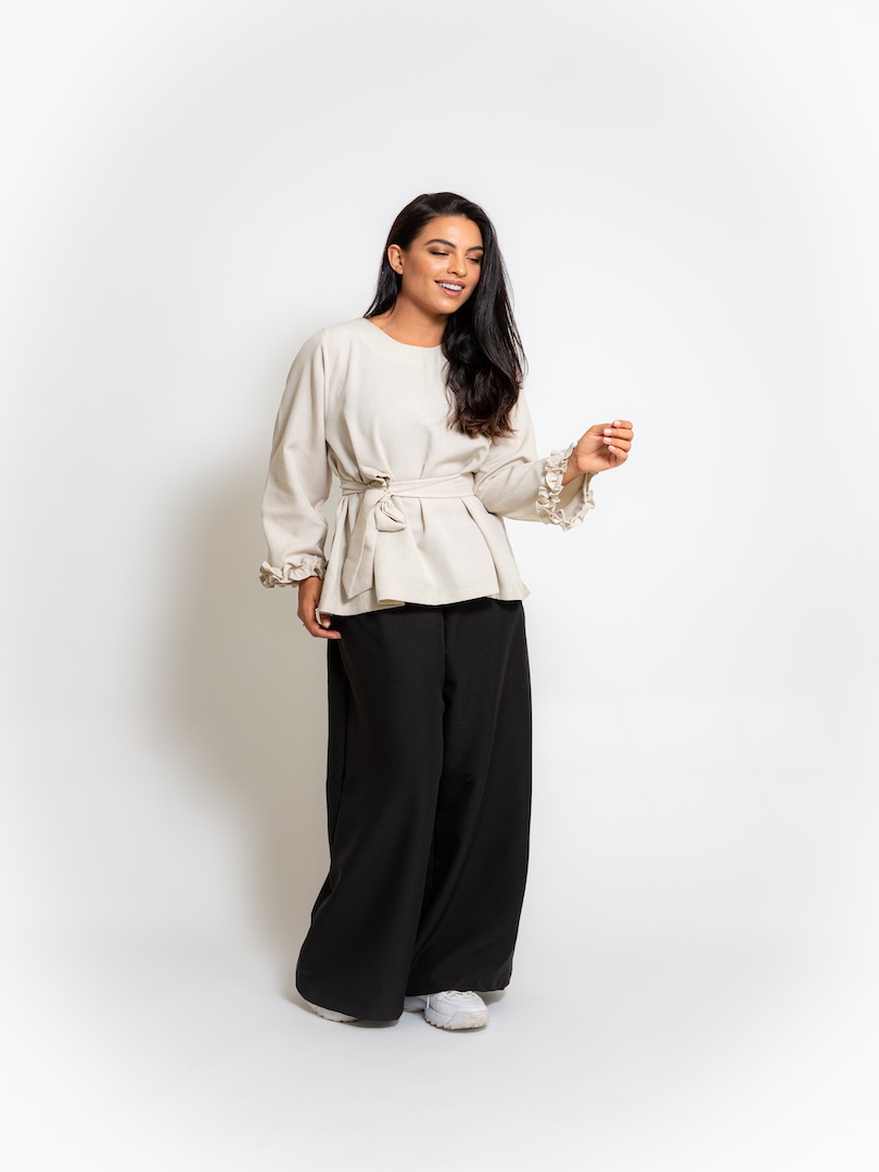 Belted Long Sleeve Top & Trouser Set