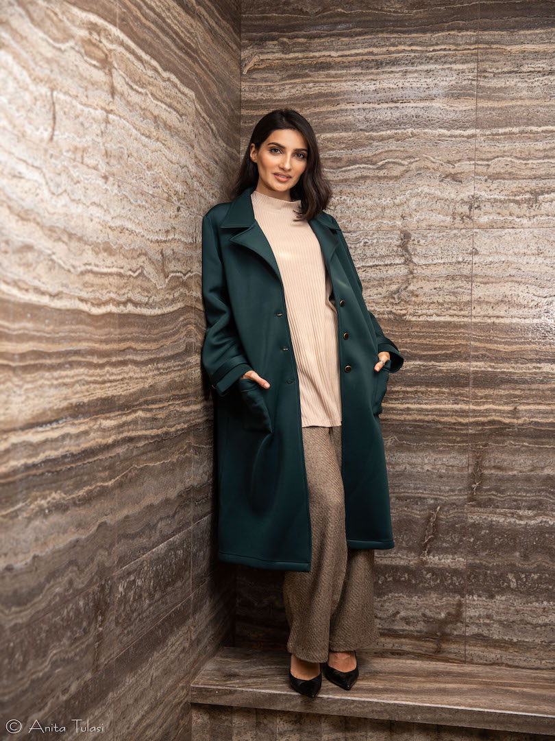 Lapel Neck Overcoat Set