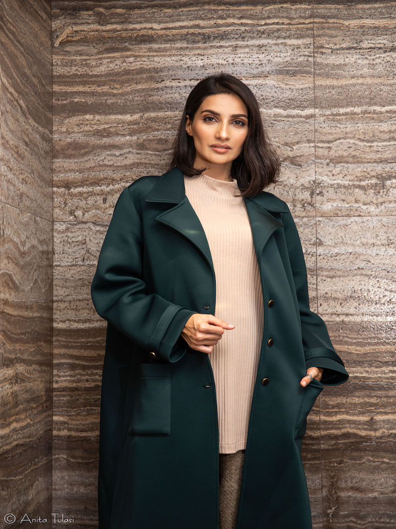 Lapel Neck Overcoat Set