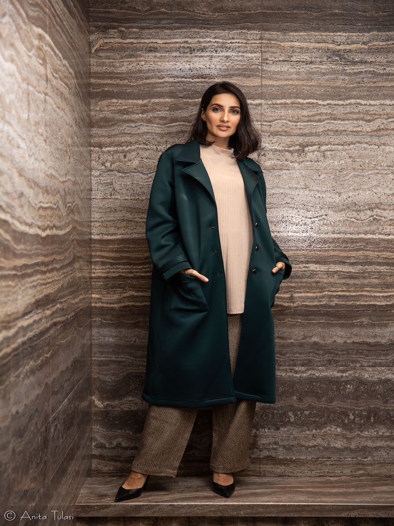 Lapel Neck Overcoat Set