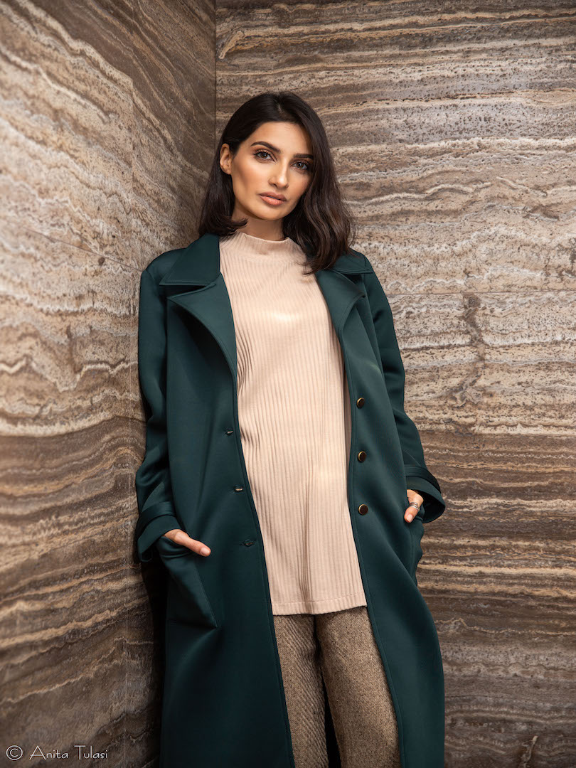 Lapel Neck Overcoat Set