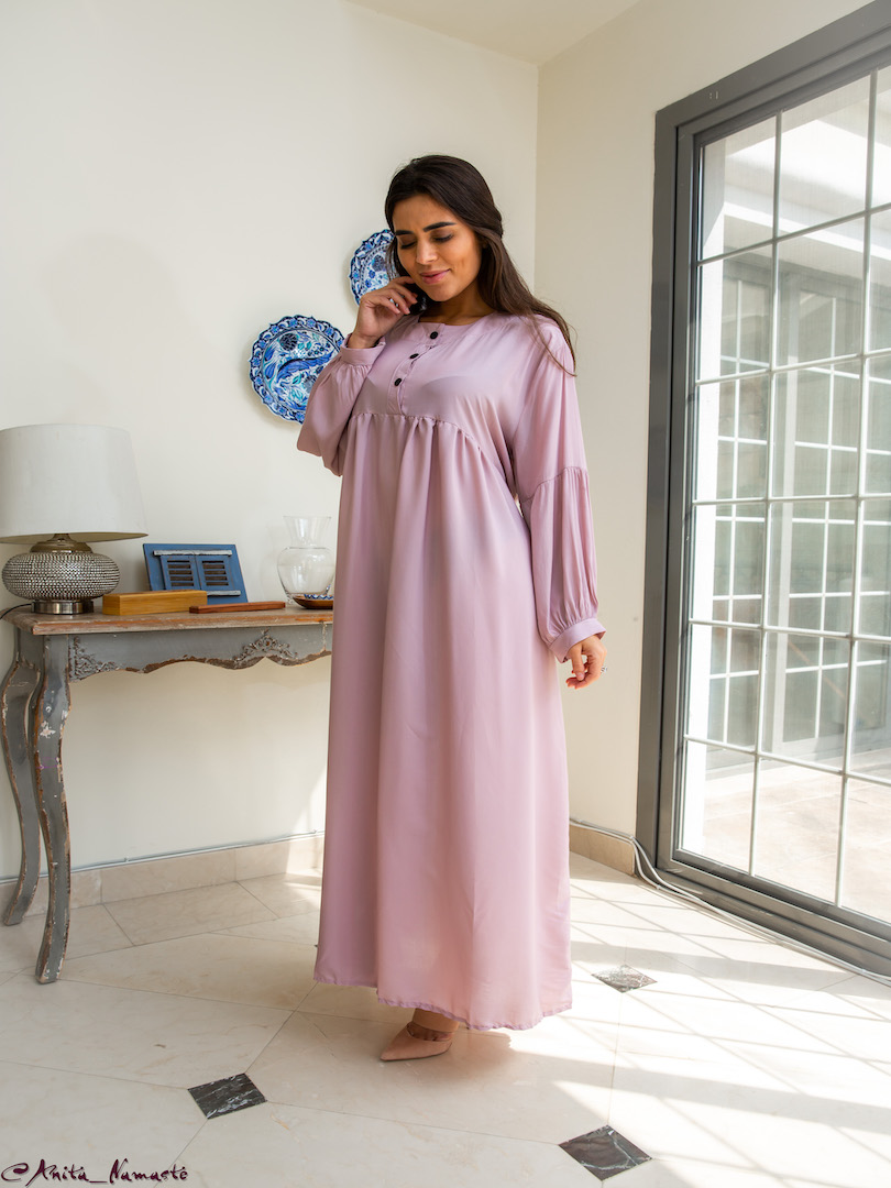 Plain Gathered Maxi Dress