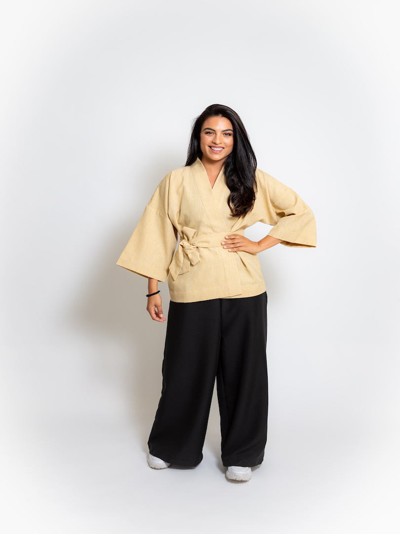 Overlap Kimono Top & Trouser Set