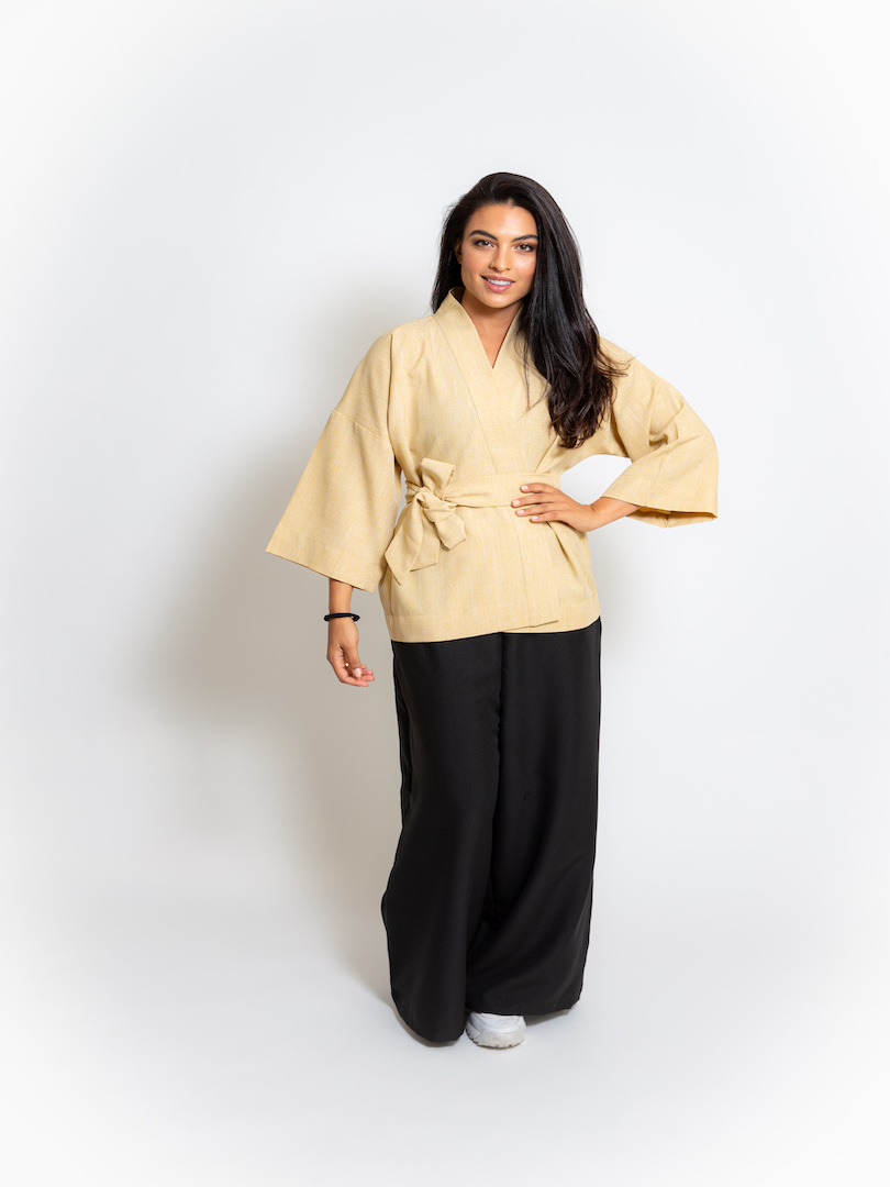 Overlap Kimono Top & Trouser Set