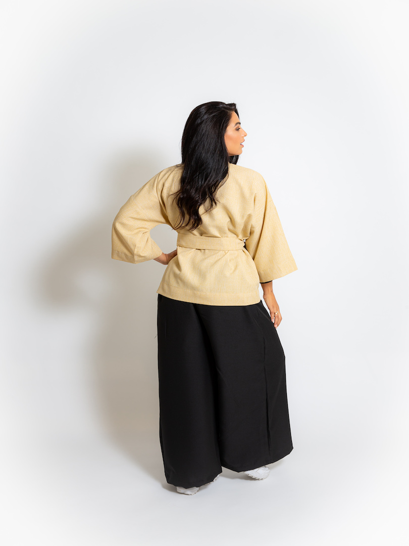 Overlap Kimono Top & Trouser Set