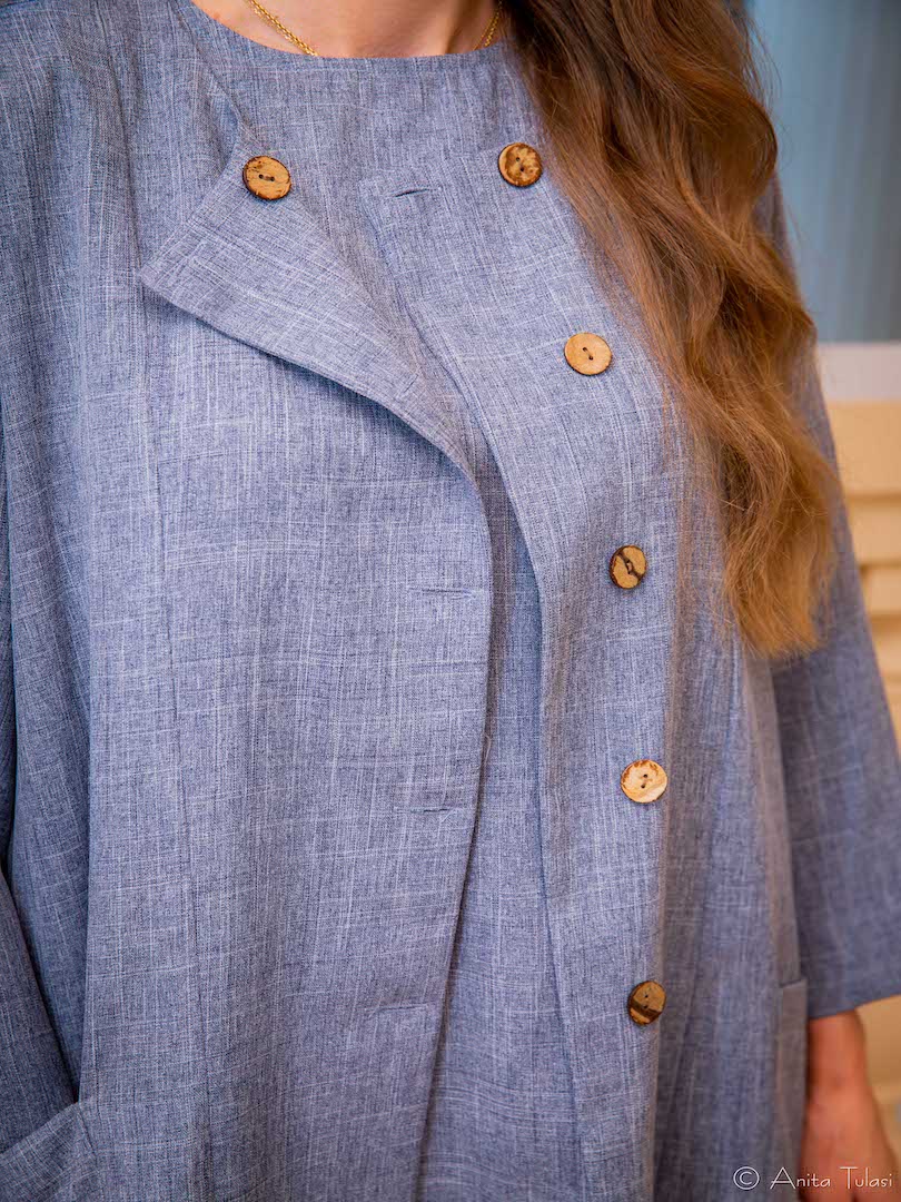 Button Detail Jacket Set