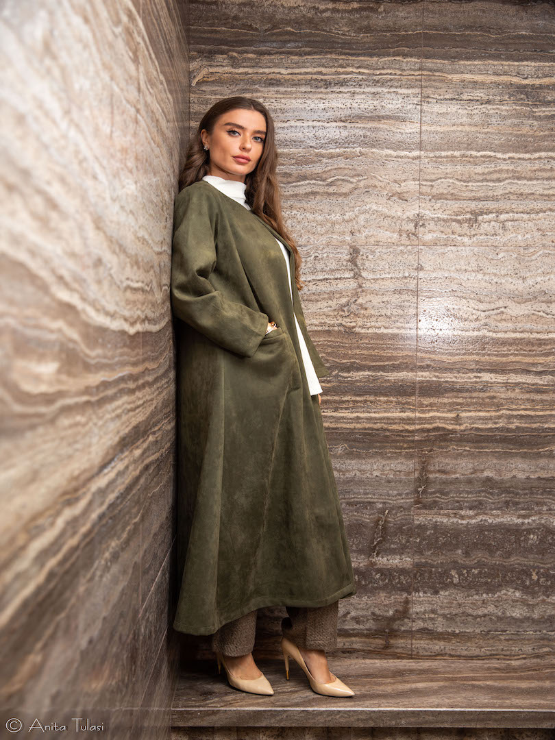 Double Pocket Suede Coat Set