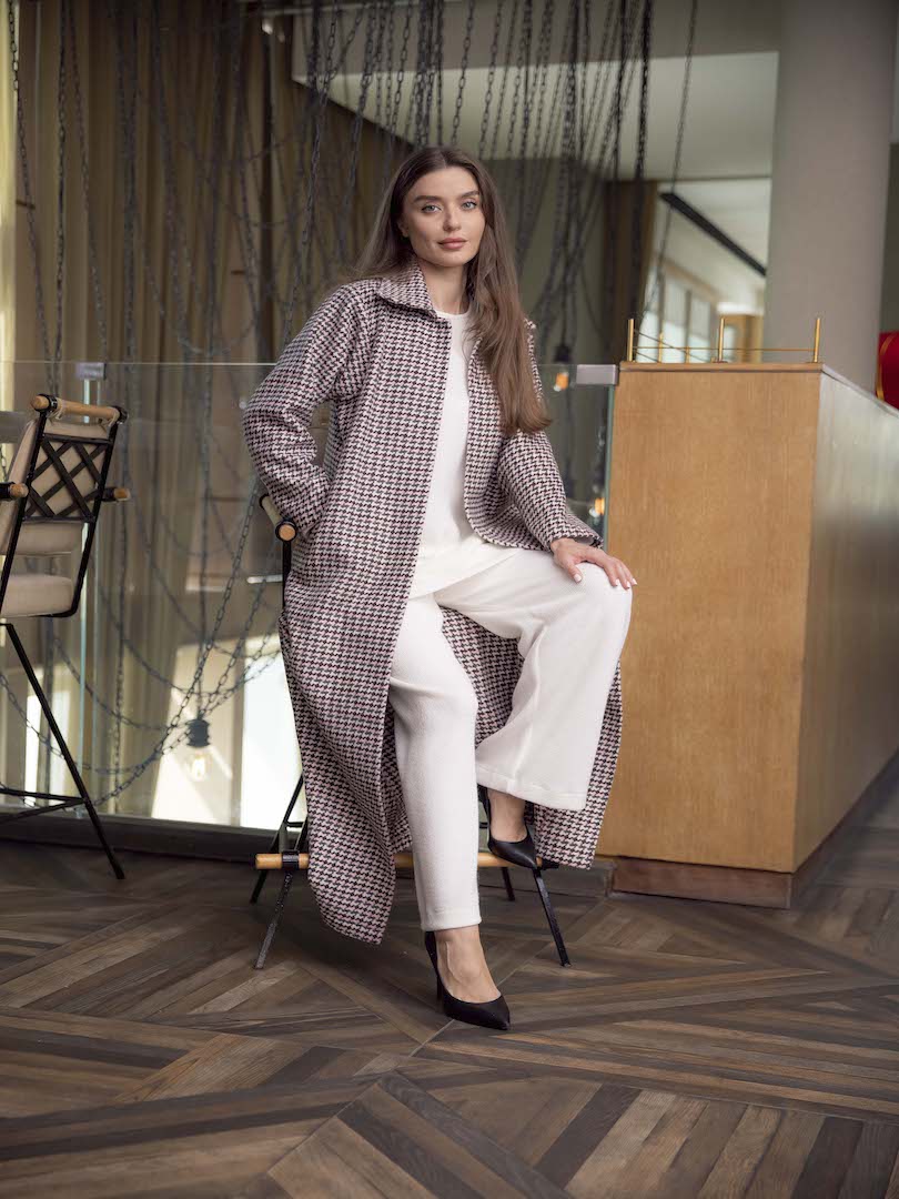 Long Open Front Wool Coat Set