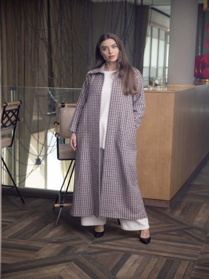 Long Open Front Wool Coat Set