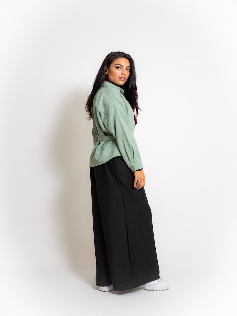 Casual Set Wrap Belted Top & Trouser Set