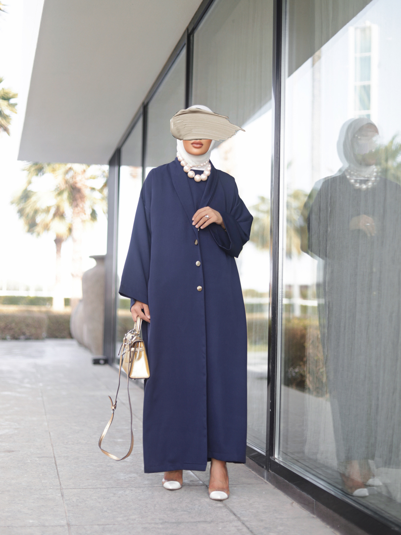 Plain Long Jacket With Top & Trouser