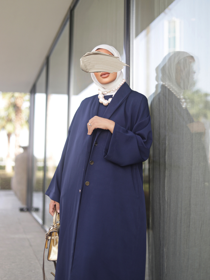 Plain Long Jacket With Top & Trouser