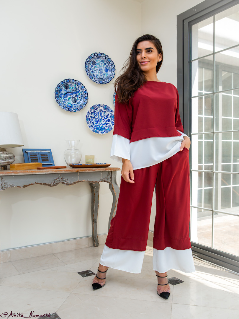 Colorblock Top & Trouser Casual Set