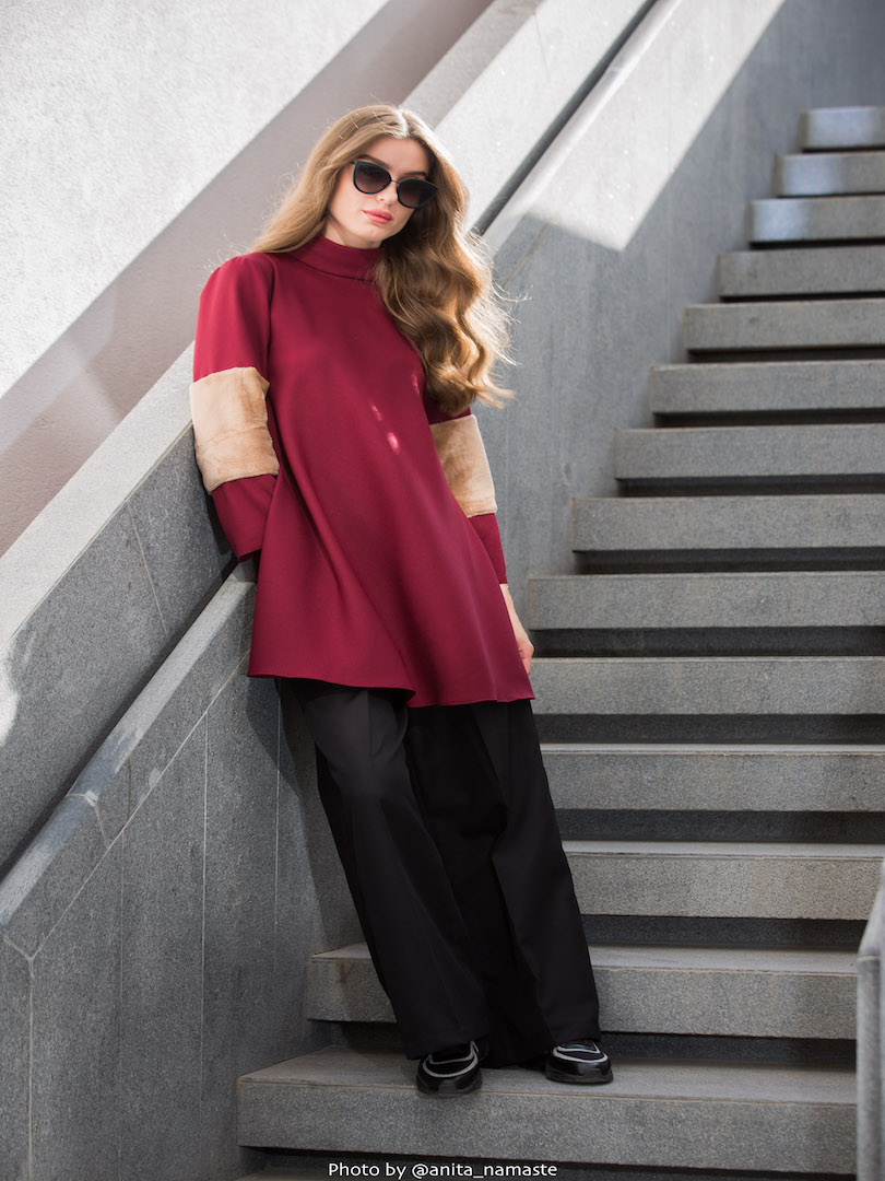 Turtleneck Pullover Top and Trouser Set