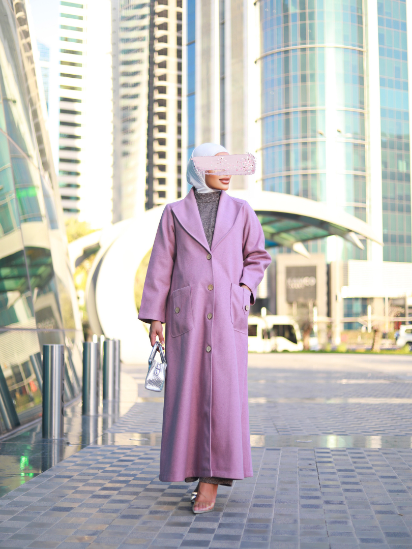 Solid Long Coat Travel Wear Set