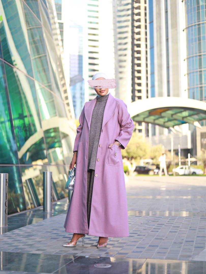 Solid Long Coat Travel Wear Set