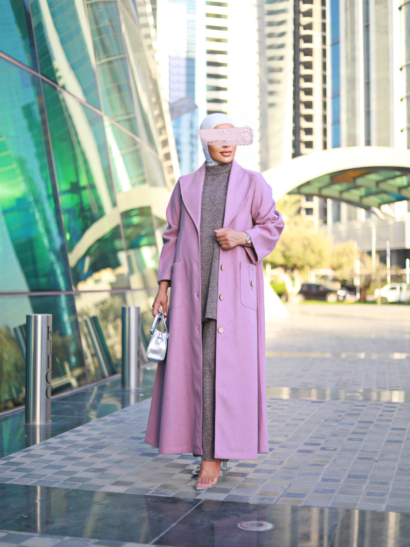 Solid Long Coat Travel Wear Set