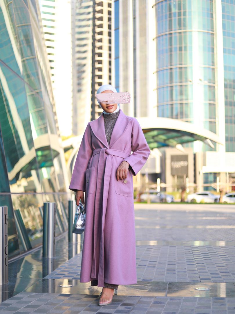 Solid Long Coat Travel Wear Set