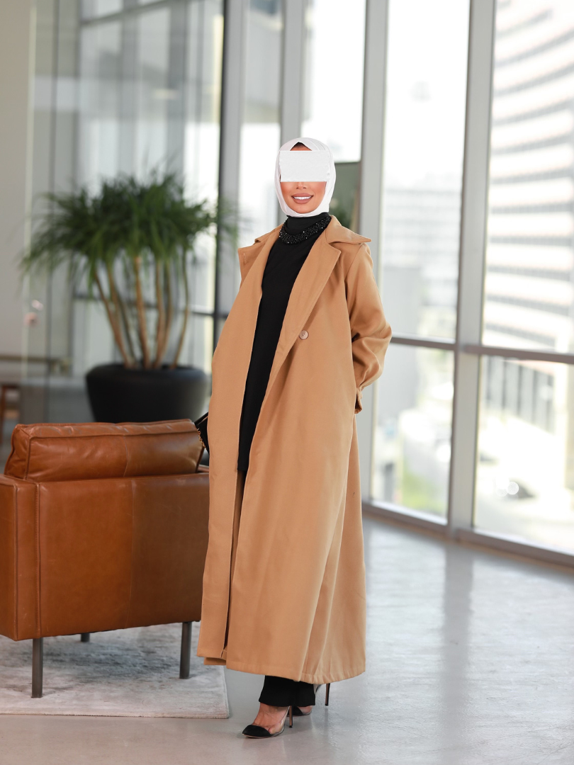 Tie-Belt Open Long Jacket Set