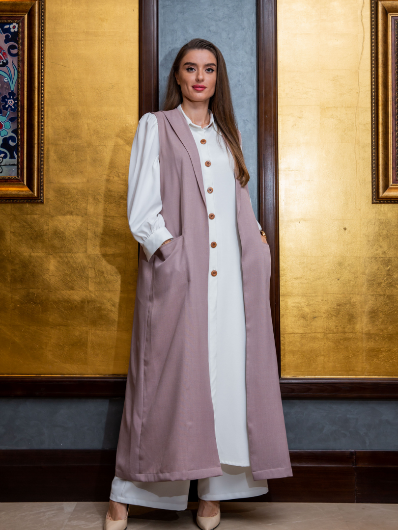 #Jacket with Long Dress & Trouser Set