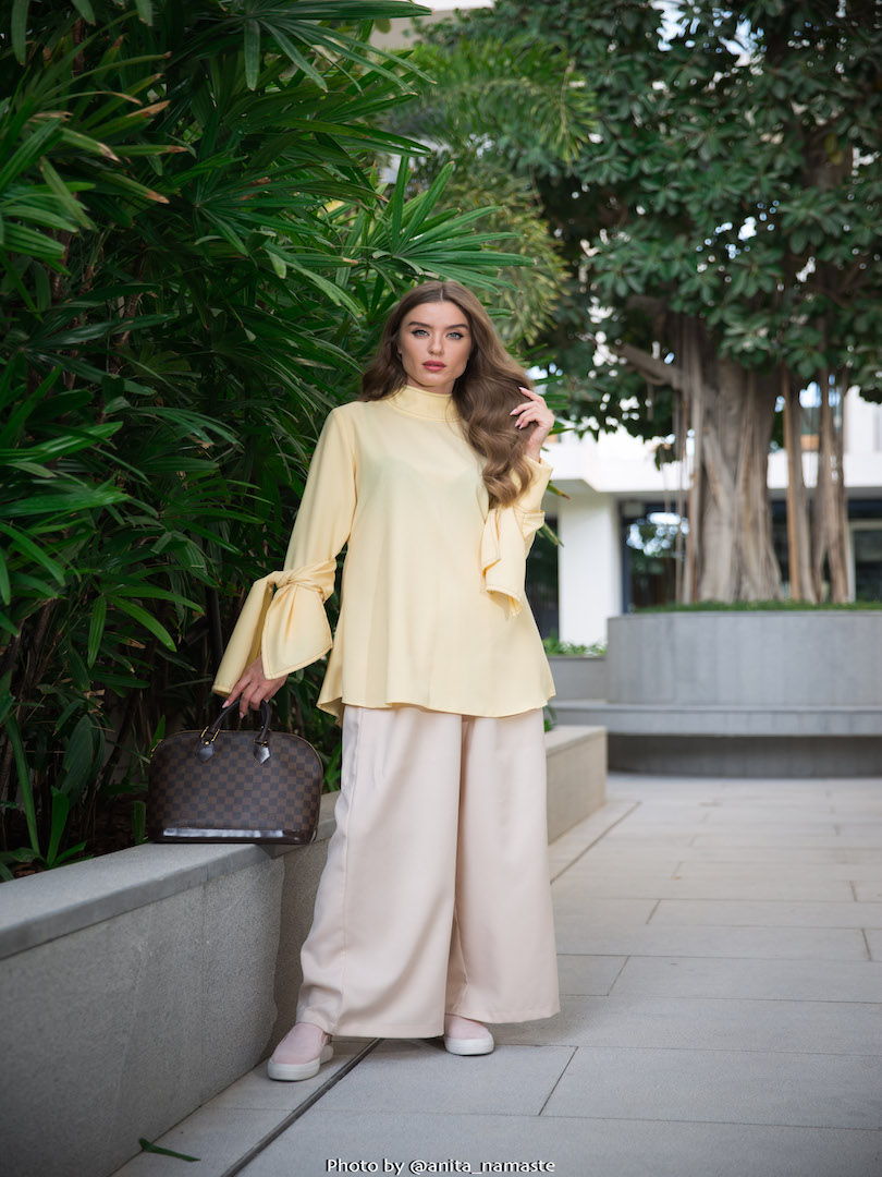 High Collar Top and Trouser Set